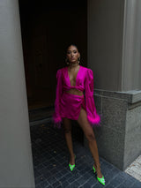 Tulum Feather Wrap Top Pink