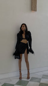 Tulum Mini Skirt Black Silk