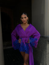 Rio Robe Deep Purple With blue Lace