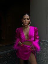 Tulum Feather Wrap Top Pink