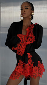 Rio Robe Black with Orange Lace