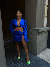 Tulum Feather Wrap Top Majorelle Blue