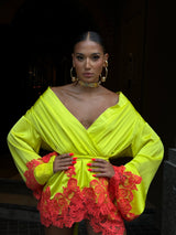 Rio Robe Fluro Yellow Orange Lace