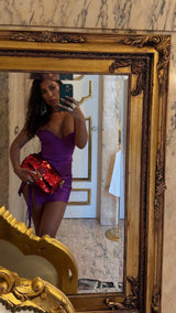 Roma Ruched Mini Dress Purple