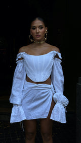 Tulum Mini Skirt White Linen