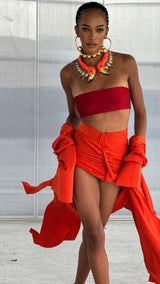 La Luna Mermaid Skirt Coral Red