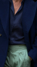 Nico Double-Breasted Wool and Cashmere Coat in Cobalt Blue