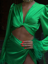 Tulum Feather Wrap Top Peacock Top