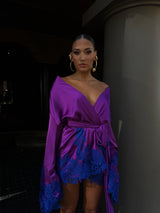Rio Robe Deep Purple With blue Lace