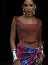 Mykonos Corset Brown Linen