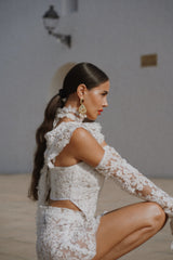 La Bonita Full Body Corset White Lace with Necktie