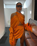 Tulum Feather Wrap Top Burnt Orange