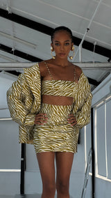 Nammos Mini Skirt in Gold Tiger Print