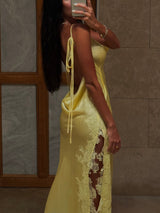 Nudo Long Dress Yellow With Lace
