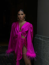 Tulum Feather Wrap Top Pink