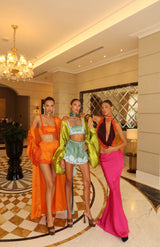 Rio Bandita Top Pistachio with Blue Lace