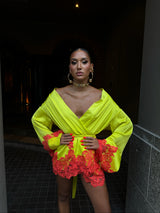 Rio Robe Fluro Yellow Orange Lace