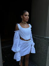 Tulum Mini Skirt White Linen