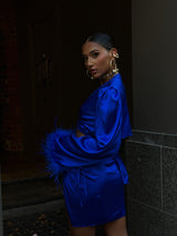 Tulum Feather Wrap Top Majorelle Blue