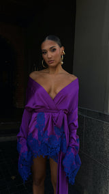 Rio Robe Deep Purple With blue Lace
