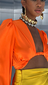 Tulum Feather Wrap Top Orange