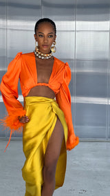 Tulum Feather Wrap Top Orange