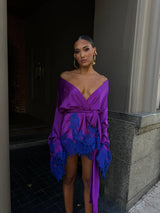 Rio Robe Deep Purple With blue Lace