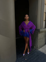 Rio Robe Deep Purple With blue Lace