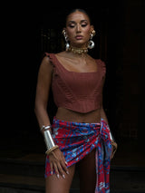 Mykonos Corset Brown Linen