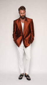 Carlos High Waist Trousers with Side Tabs White Cotton