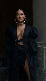 Tulum Mini Skirt Black Linen