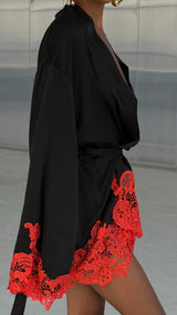 Rio Robe Black with Orange Lace