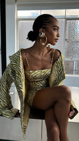 Nammos Mini Skirt in Gold Tiger Print