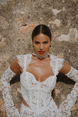 La Bonita Full Body Corset White Lace with Necktie