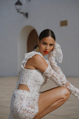 La Bonita Full Body Corset White Lace with Necktie