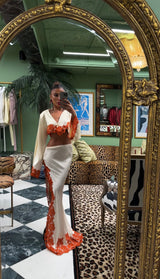 Rio Skirt Long Ivory And Orange Lace