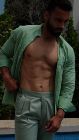 Gio High Waist Ghurka Trousers Pistachio Cotton