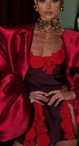 Rio Mini Dress Shiraz with Red Lace