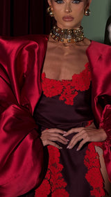 Rio Mini Dress Shiraz with Red Lace