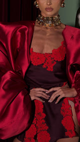 Rio Mini Dress Shiraz with Red Lace