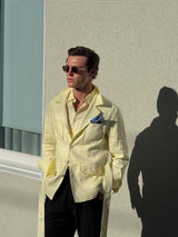 Luca Safari Linen Shirt with French Collar Sorbet Yellow