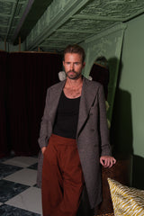 Aaron Trousers with Side Tabs Brown Cotton Twill