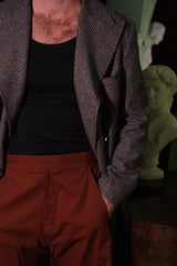 Aaron Trousers with Side Tabs Brown Cotton Twill