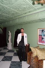 Miami Silk High Waist Drawstring Trousers Black