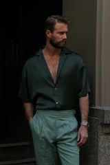 Miami Silk Shirt Forrest Green