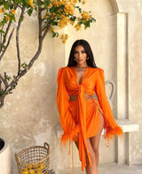 Tulum Feather Wrap Top Burnt Orange