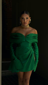 NINETTA MINI DRESS EMERALD GREEN