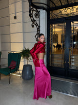 Femme Fatale Cropped Biker Jacket Ruby Red