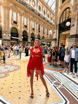 La Bonita Nammos Mini Skirt Red Lace