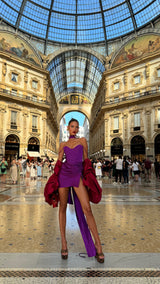 Roma Ruched Mini Dress Purple